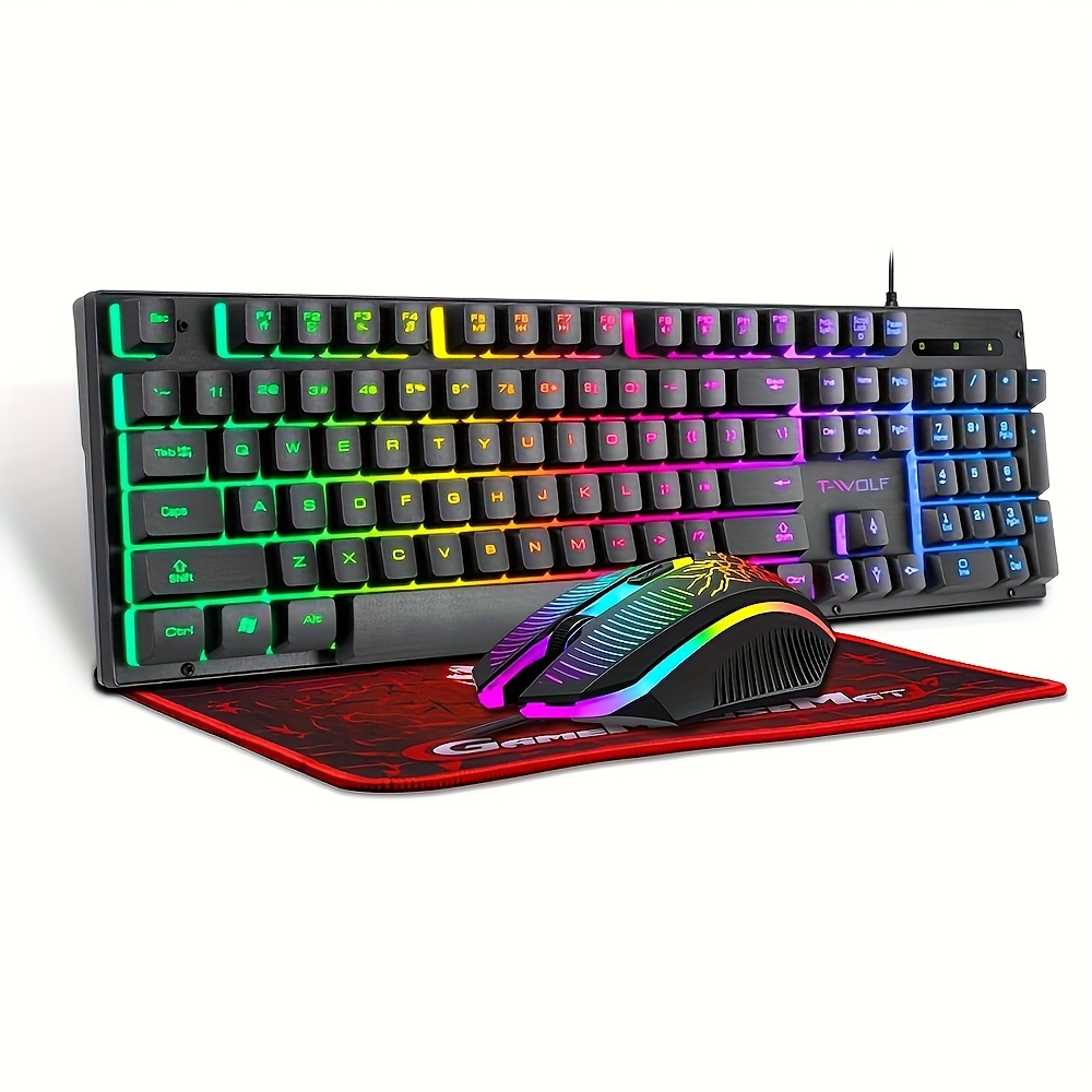 The Ultimate 3-in-1 Gaming Command Center: Ergonomic RGB Mechanical Keyboard, High-Precision Optical Mouse& Large Mouse Pad- Built for Marathon Gaming and Office Productivity, Office Workspace, Ergonomic Design, Compact Setup, Smooth Tracking