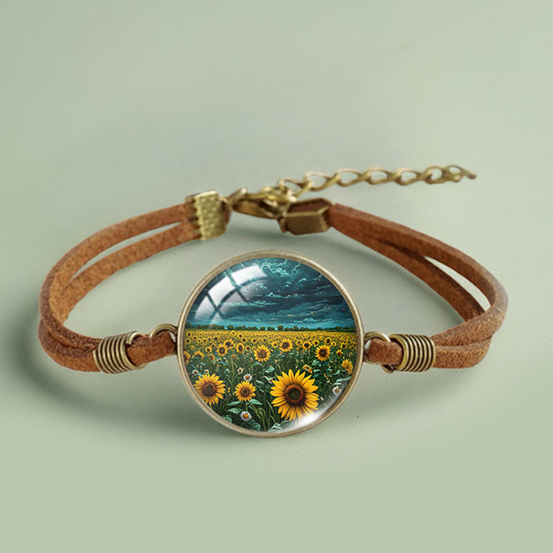 Galaxy Sunflower Handmade Glass Bracelets for Men