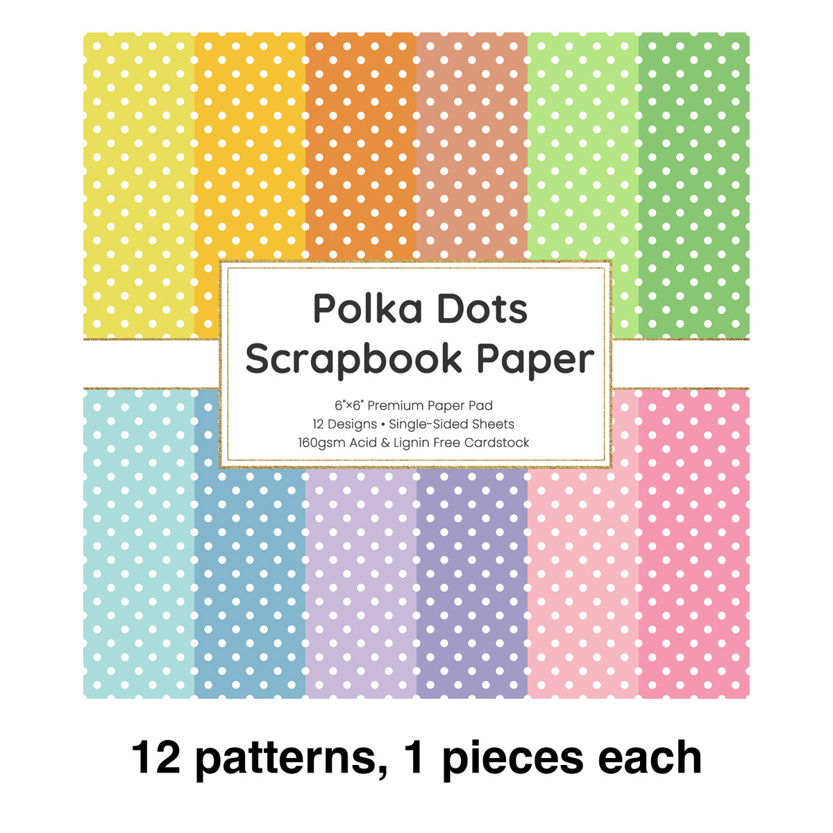 TEMU 12/24/36 Sheets Polka Dot Scrapbook Paper Pad, 12 Designs 6'x6' Premium Decorative Cardstock For Crafts, Card Making And Journaling