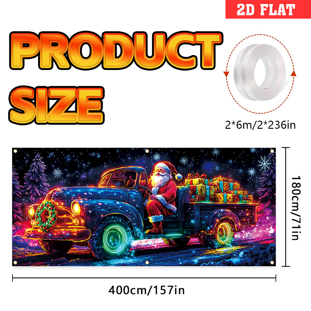 TEMU 2d Flat, 2d Flat - 2d Door Banner 2d Flat, 2d Flat - 2d Door Banner A 2d Banner That In The Dark When Activated By Uv, Featuring A