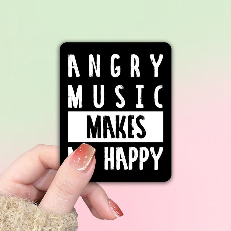 TEMU Angry Music Happy" Sticker Vinyl Decal Emo Punk Rock Heavy Metal Grunge Rock Gothic Style Funny Quote Aesthetic Decoration Suitable For Guitar