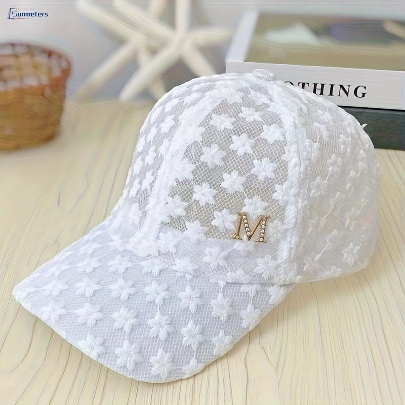 E-shop Neue Damen Baseball Cap mit Spitze und Blumenmuster in Größe M, atmungsaktive Sommerhut im koreanischen Stil