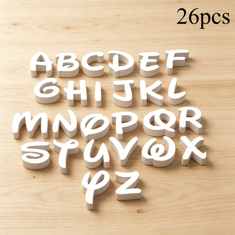 Image of 26pcs A- Letter Clay Stamps Alphabet Suitable For Polymer Clay, Pottery & Diy Crafts - Reusable Plastic Letter Stamps With Letters A-z For Cursive, Letters, Scrapbooking, Card Making
