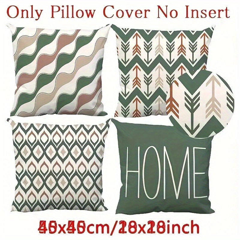 4pcs retro geometric pillow covers double sided 2d printed soft plush pillowcases with zipper closure machine washable multiple sizes 20x20in 50x50cm for living room bedroom sofa decor bedroom accessories   patterns durable fabric covers 2d flat Product details 8