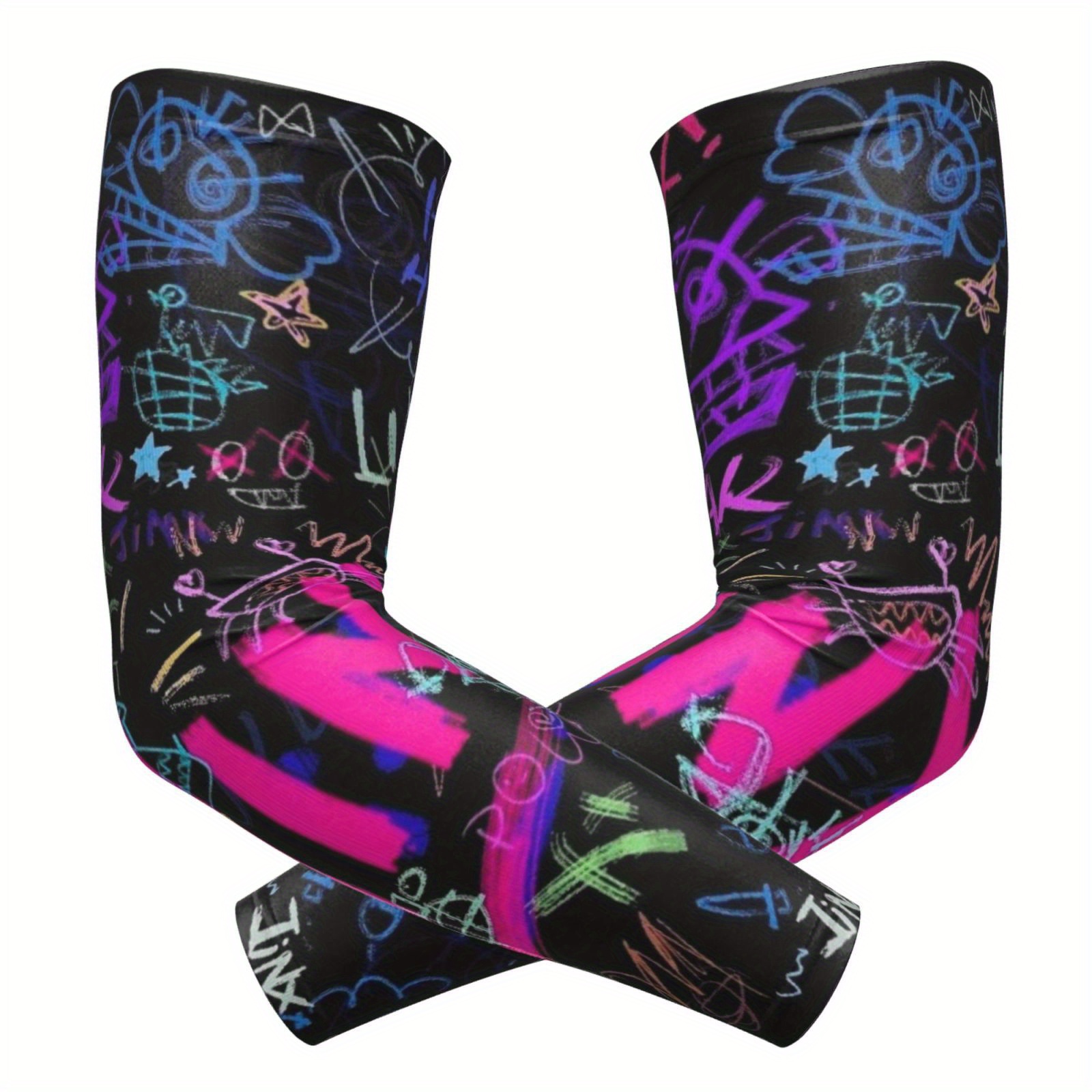 TEMU Style Arm Sleeves, Polyester Knit Fabric, Universal Fit, Daily Wear, Outdoor Casual Wear, Outdoor Clothing|trendy Arm Sleeves|durable Armwear