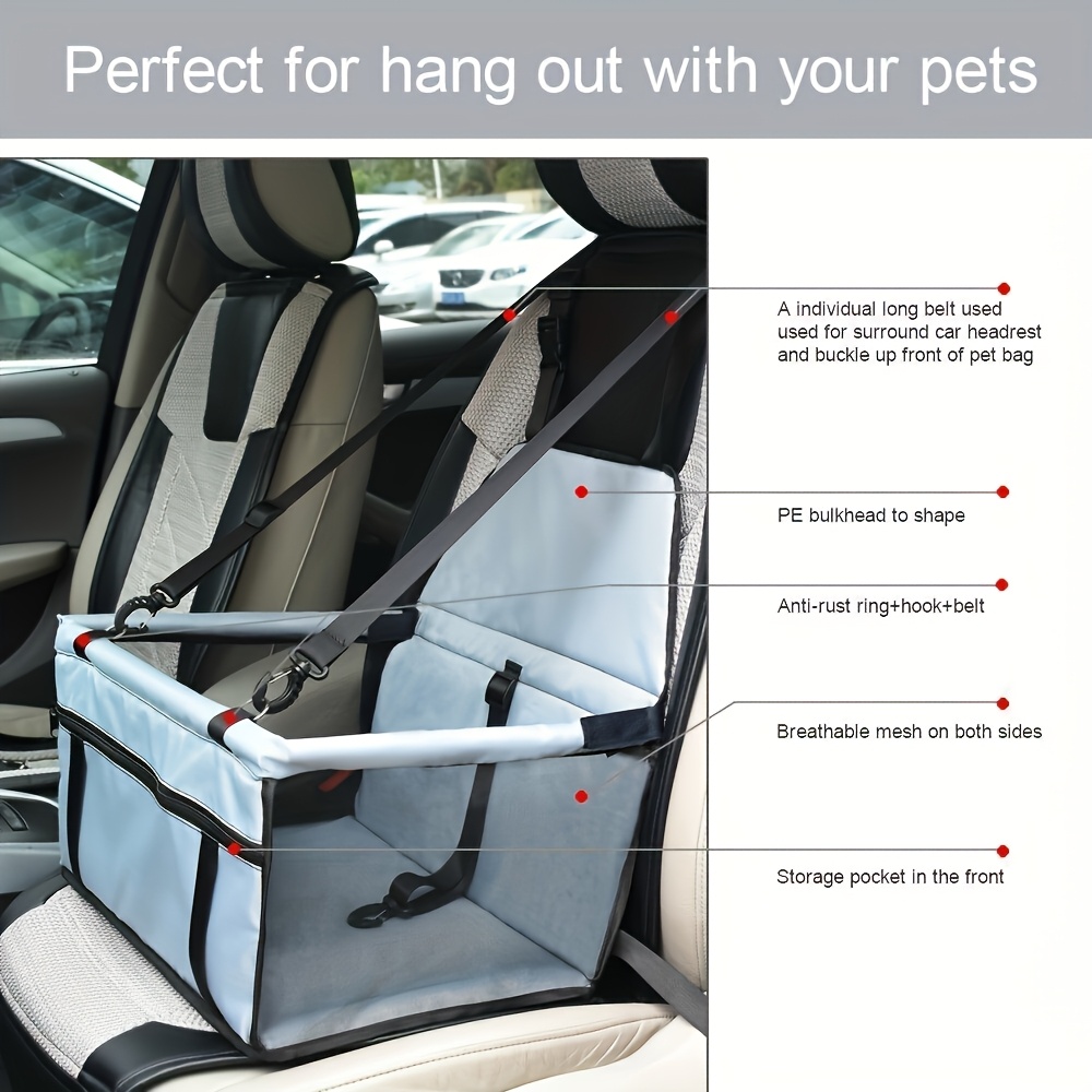 Pet Car Seat, Dog Safety Seat, Car Pet Bed, Pet Travel Supplies, Reinforced Oxford Cloth, Heightening Design, Built-In Seat Belt, Safe And Stable, Essential for Car Travel