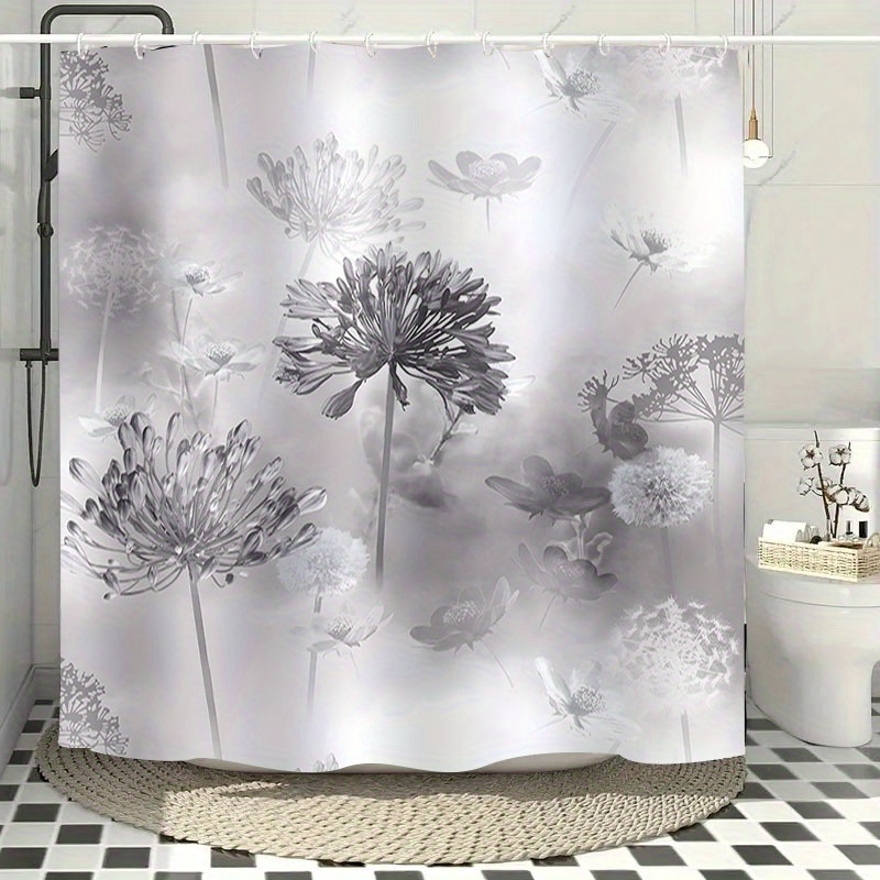 TEMU 2d Flat, Jit1p Pastel Simple Pattern 2d Curtain, High-end Elegant Bathroom Curtain Shower Curtain, Shower Curtain Home Decoration Pattern,