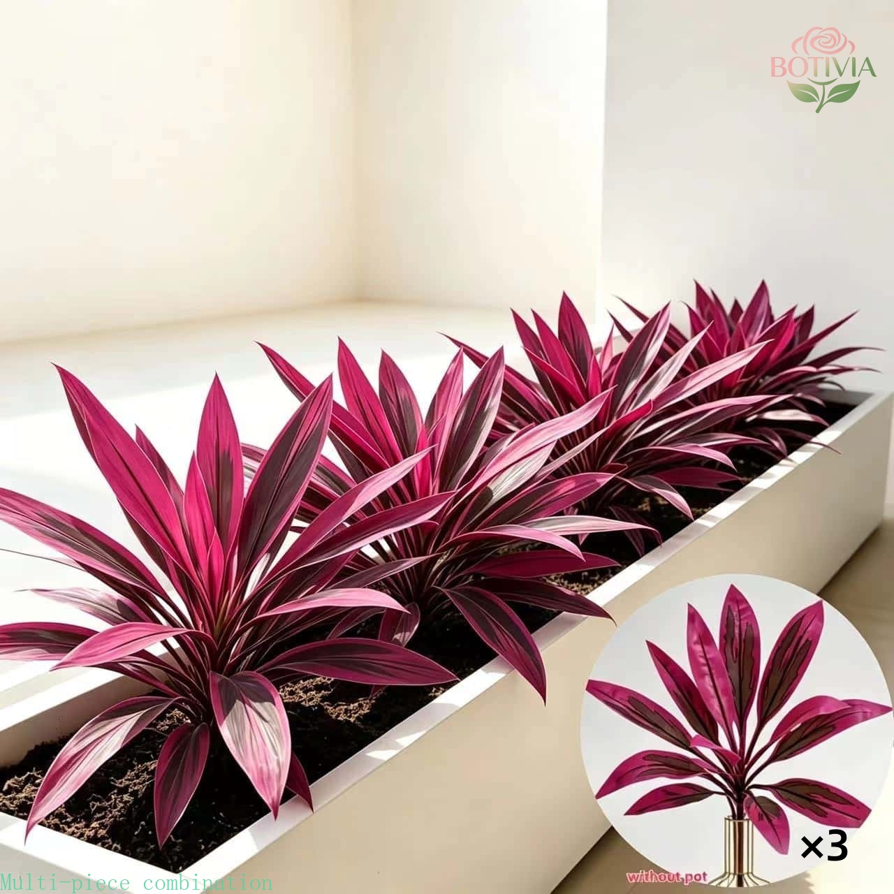 TEMU Set Of 3 Large Artificial Dragon Blood Tree Palms, Outdoor Faux Green Shrub Plants, Suitable For Indoor/outdoor Garden Landscaping,
