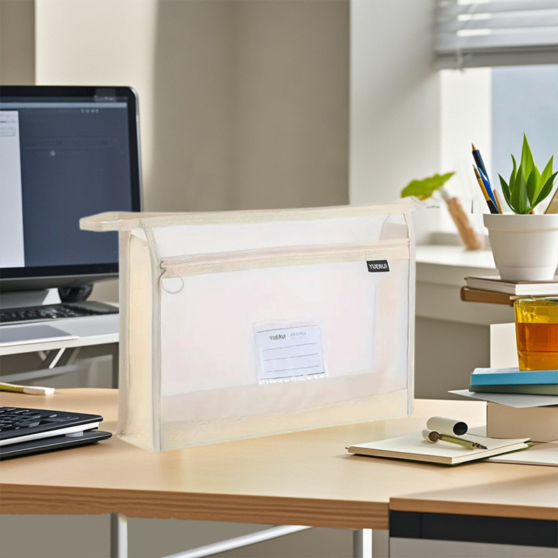 TEMU Bolsa de almacenamiento de archivos A4 transparente de gran capacidad con cremallera - Organizador de archivos espacioso y portátil, duradero y