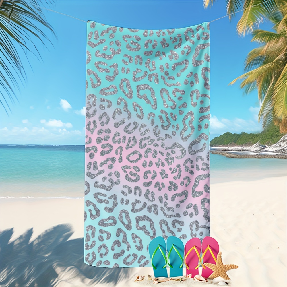 TEMU 1 pièce Serviette de plage dégradée à imprimé léopard : un d'été pour la plage, à séchage rapide, absorbante et très . Convient pour la plage, ,