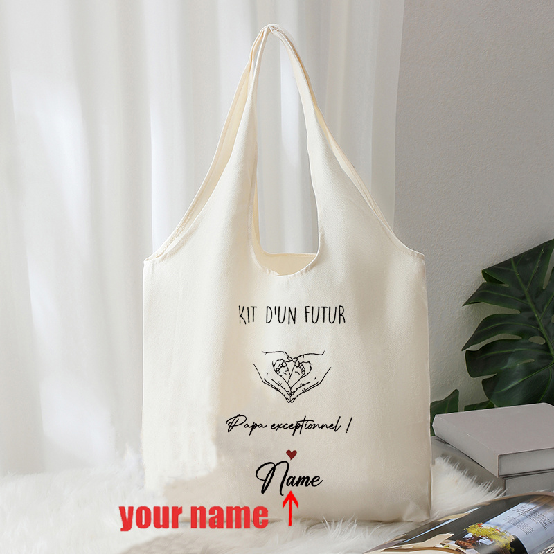 TEMU Sac fourre-tout personnalisé 1 pièce shower avec nom/ - parents, convient pour l'annonce de grossesse, motif de pieds de bébé et cœurs, sac de