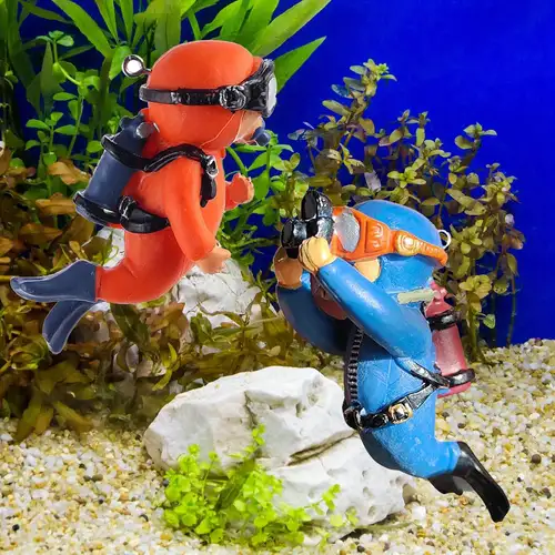 fish tank scuba diver accessories Toyvian 2PCS Toys with Hose, Aquarium Decorations it is small and safe Scuba Diver Floating Fish Tank