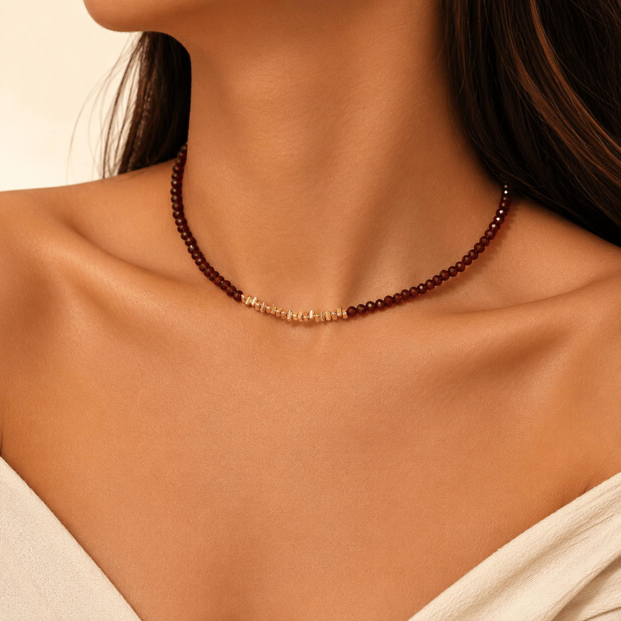 TEMU 1pc Women's Bohemian Burgundy Ccb Beaded Adjustable Necklace, For Daily Wear, Vacation, And Parties, Valentine's Day Gift, Birthday Gift