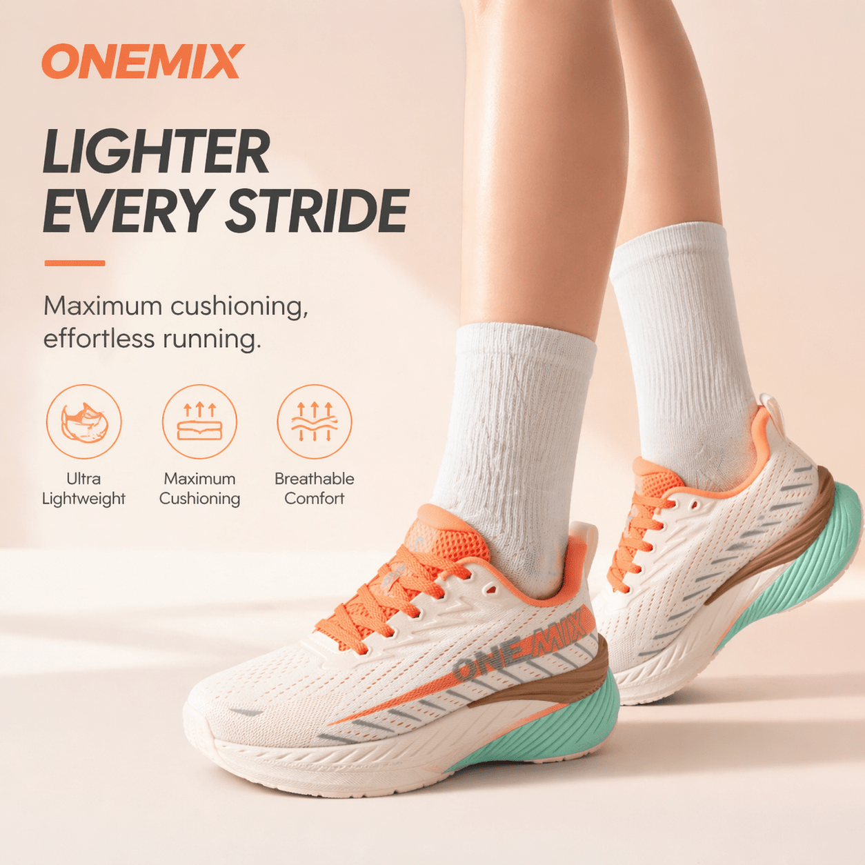 Stylish Lightweight Running Shoes with Elevated Cushioned Sole for Enhanced Comfort And Impact Absorption
