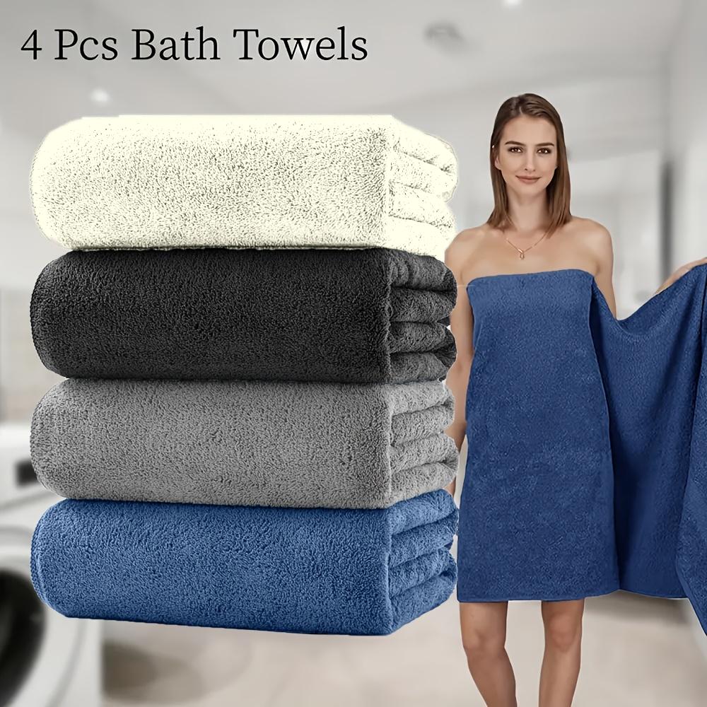 TEMU Ensemble de 4 serviettes de bain surdimensionnées de luxe , 27,6 x 55 pouces - Super absorbantes et à séchage rapide, pelucheuses mais légères,