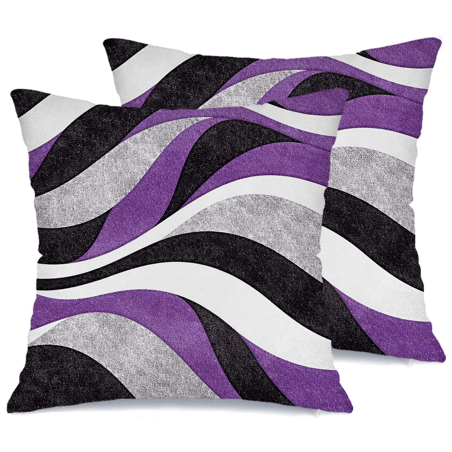 TEMU 2pcs Purple Black Pattern Designs Throw Pillow Covers, Decorative Cushion Covers For Bedrooms, Living Rooms, Cars, Indoor/outdoor, And Sofas,