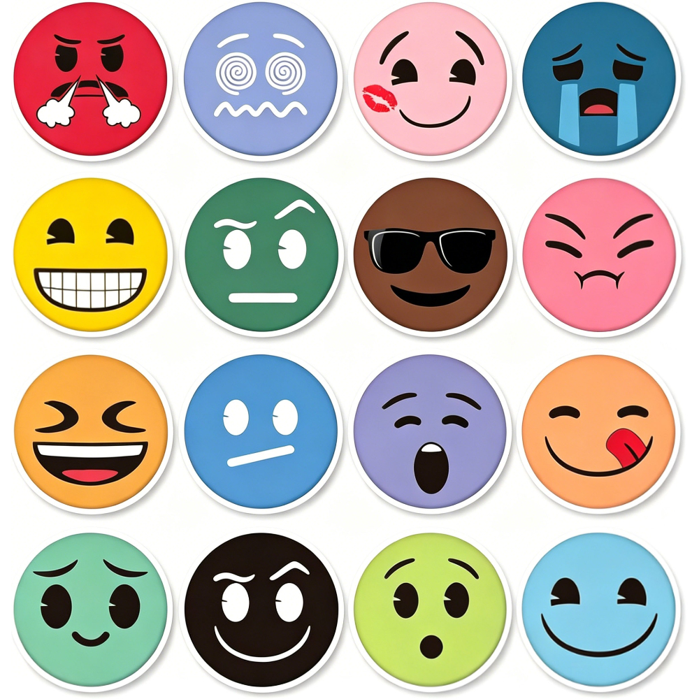 TEMU 16pcs Colorful Magnets Suitable For Refrigerator, Whiteboard, Board - Pvc With Faces For, Decor, Back To School Gifts For Teachers,, Office