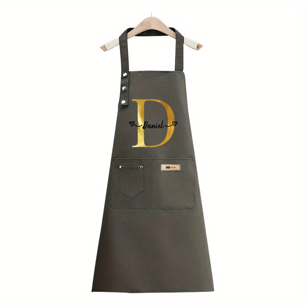 TEMU 1pc Customizable Premium Thickened Apron - Durable & Comfortable Unisex Kitchen Apron With Multiple Pockets, Design For Cooking Enthusiasts,