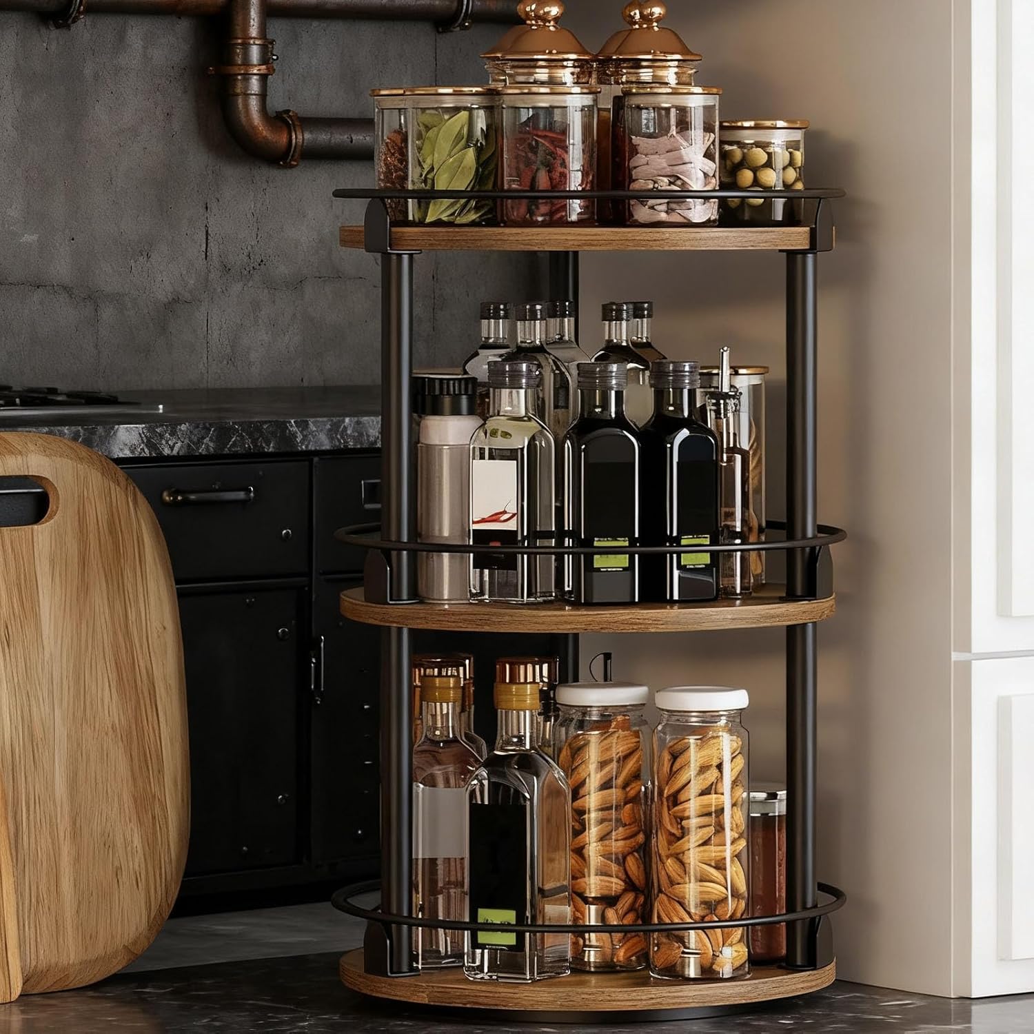 2-tier/3-tier Lazy Susan Organizer With 360° Rotating Turntable Base & Non-slip Pads - - Rotator Suitable For Kitchen Countertop, Cabinet, Spices, Condiments, Oils - Tabletop Shelf System