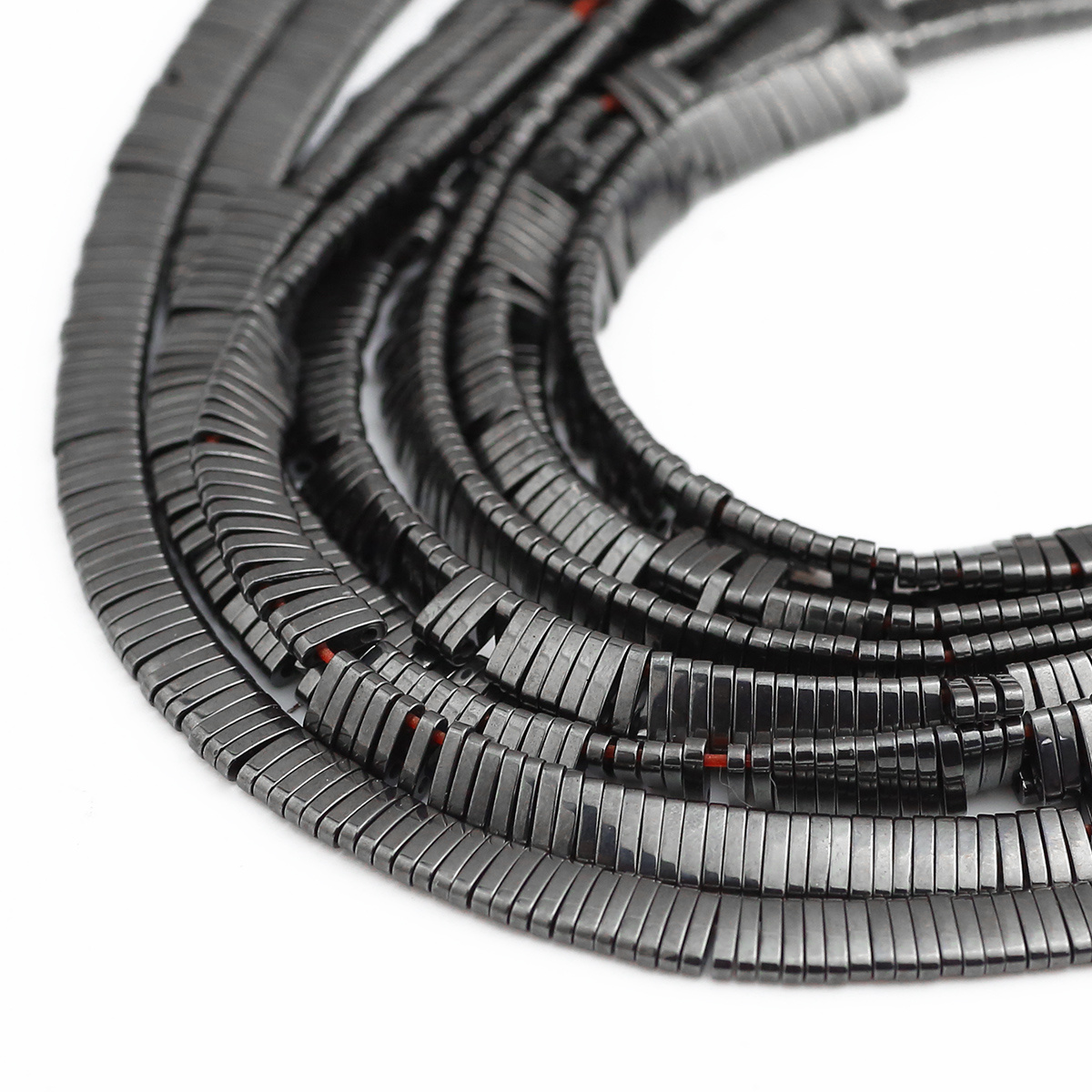 TEMU 1/5mm Double Hole Natural Black Hematite Beads Smooth Long Strip Beads Hole Stone Spacer Beads Suitable For Necklace, Beading Materials, Hand