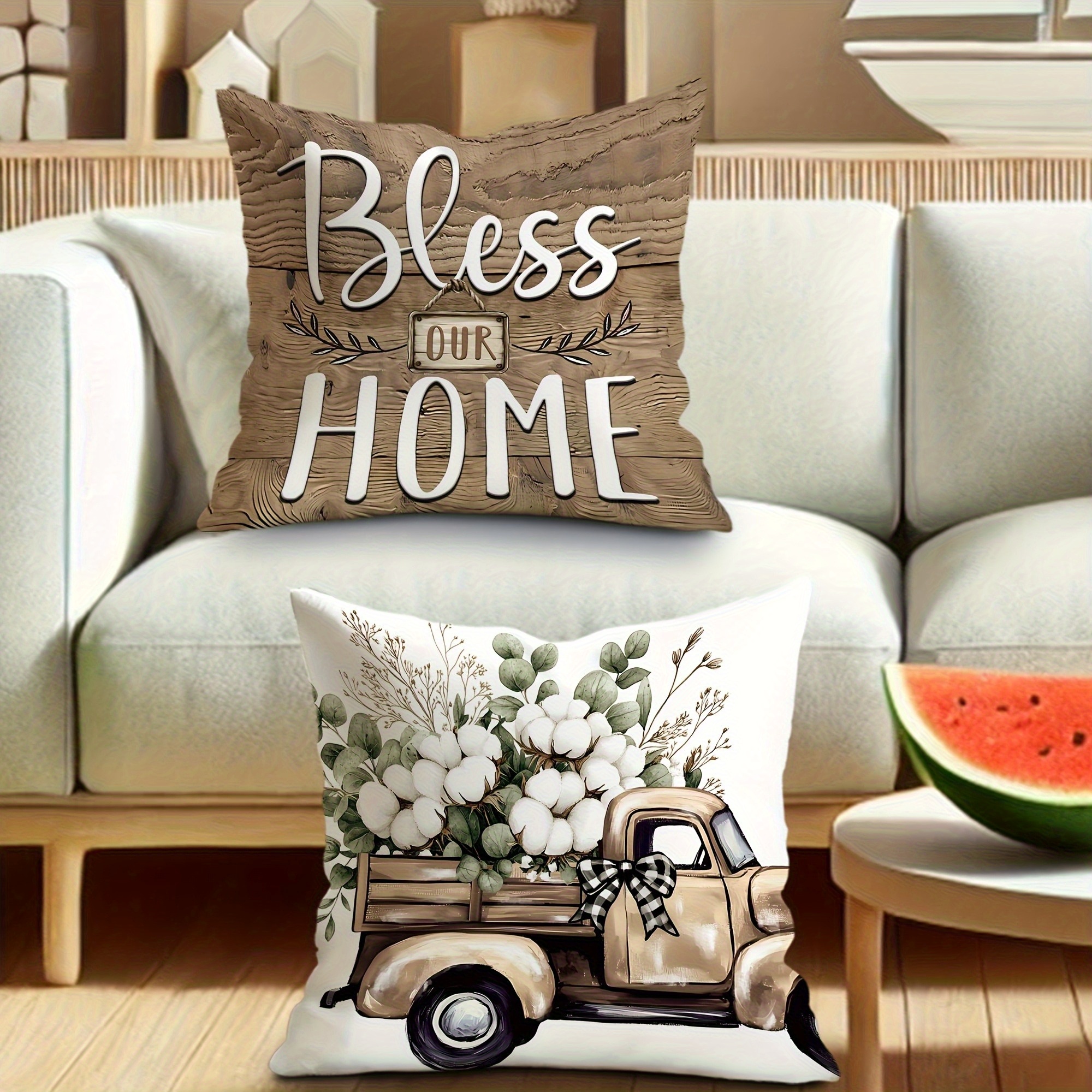 4pcs rustic farmhouse pillow covers double sided printed soft plush with zipper closure machine washable multiple sizes for living room bedroom sofa decor decorative pillows   styling geometric pattern durable fabric accent cushions interior designers 2d flat Product details 6