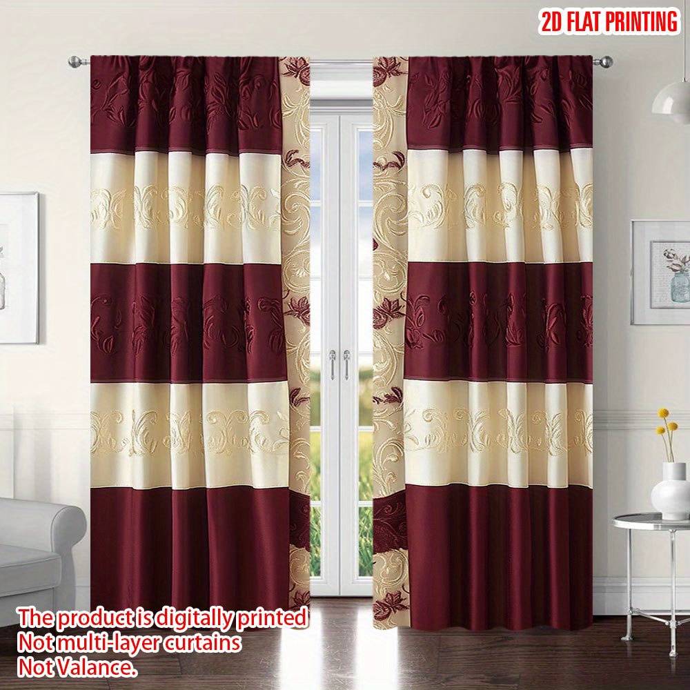 TEMU Tende da 2D piatte, 2 pezzi con stampa 2D piatta, set pezzi con stampa 2D piatta, eleganti tende , accoglienti, per spazi abitativi, camere da