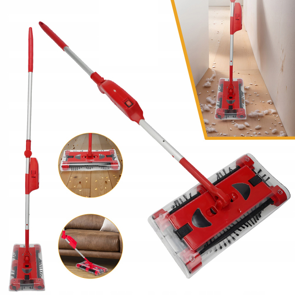 Image of Durable Sweep Broom - Back-friendly Articulated Joint For Kitchen/living Room Crumb Cleaning