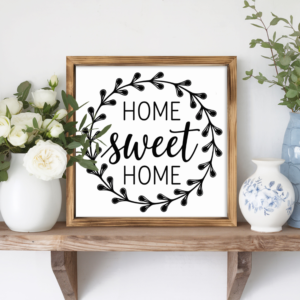Image of '' Rustic Wooden Sign - 8x8 Inch Farmhouse Wall Art For Kitchen, Bedroom, Bathroom & Office Decor - Perfect Housewarming Or Christmas Gift