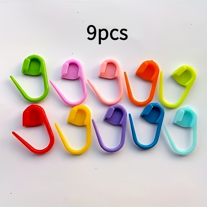 Image of 9 Random Color Crochet Clips And Markers, Suitable For Diy Crafts, Crochet Knitting—plastic Knitting Crochet Counters, Color-coded Markers, For Adult Hobbyists, Handmade Doll Making, Gift