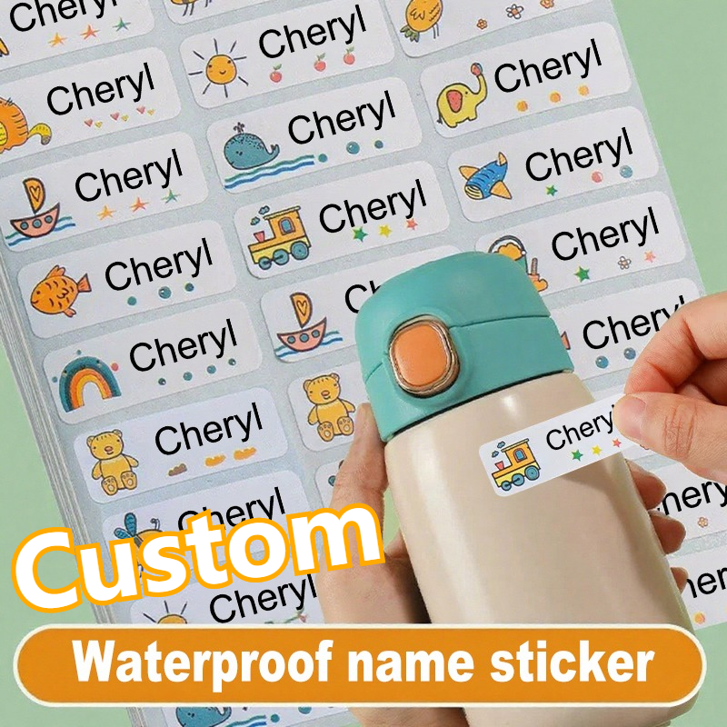 Personalized Cartoon Pattern Name Stickers, Printed Identification Tags