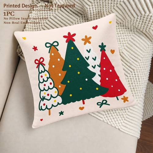 1pc farmhouse tufted christmas tree cushion cover suitable for sofas benches bedrooms zippered decorative pillowcase with tufted tree rustic holiday decor machine washable suitable for farmhouse style insert not included