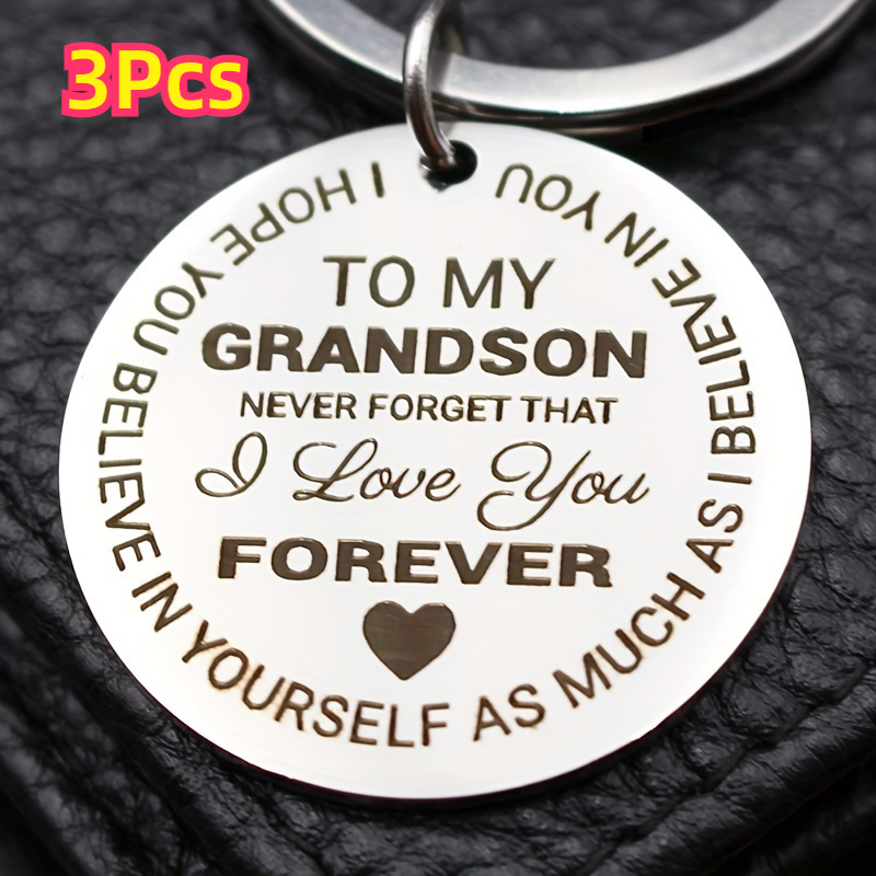 

3pcs Stainless Steel Keychain For From Grandparents