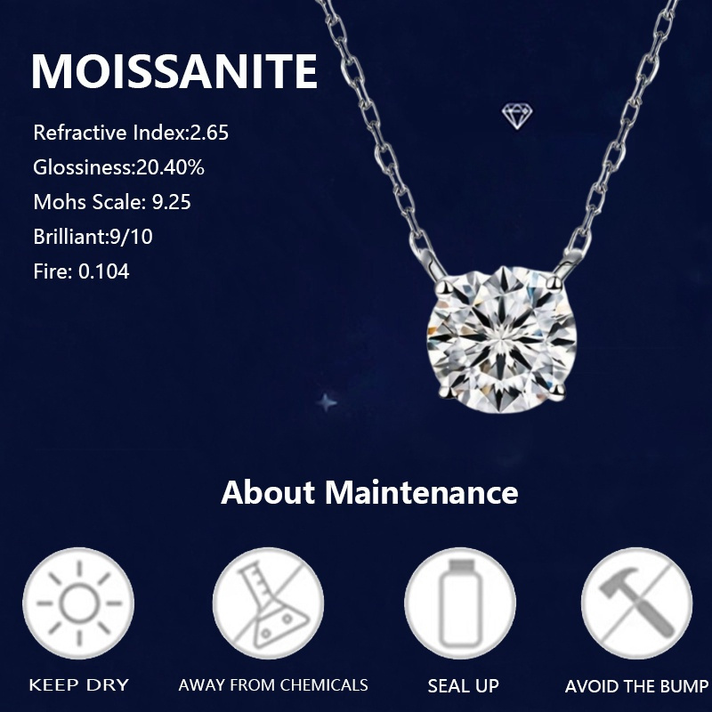 925 Silver Moissanite Classic Pendant Necklace