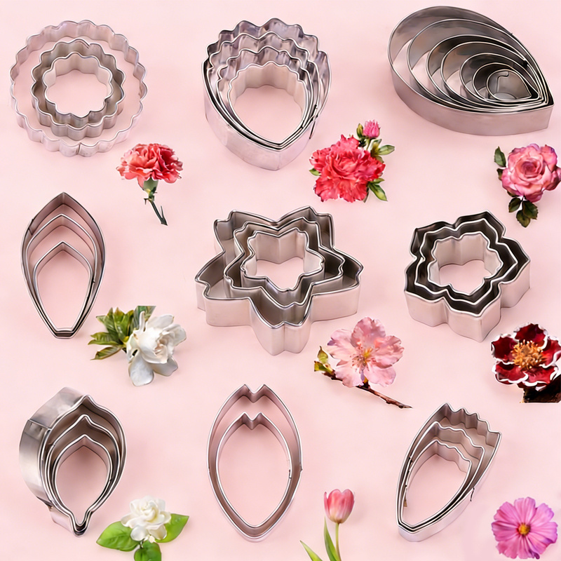 TEMU 31 moules à fleurs de sucre en acier inoxydable | 9 types de de pétales pour , la décoration de gâteaux, art, idéal pour la Saint-Valentin, la ,