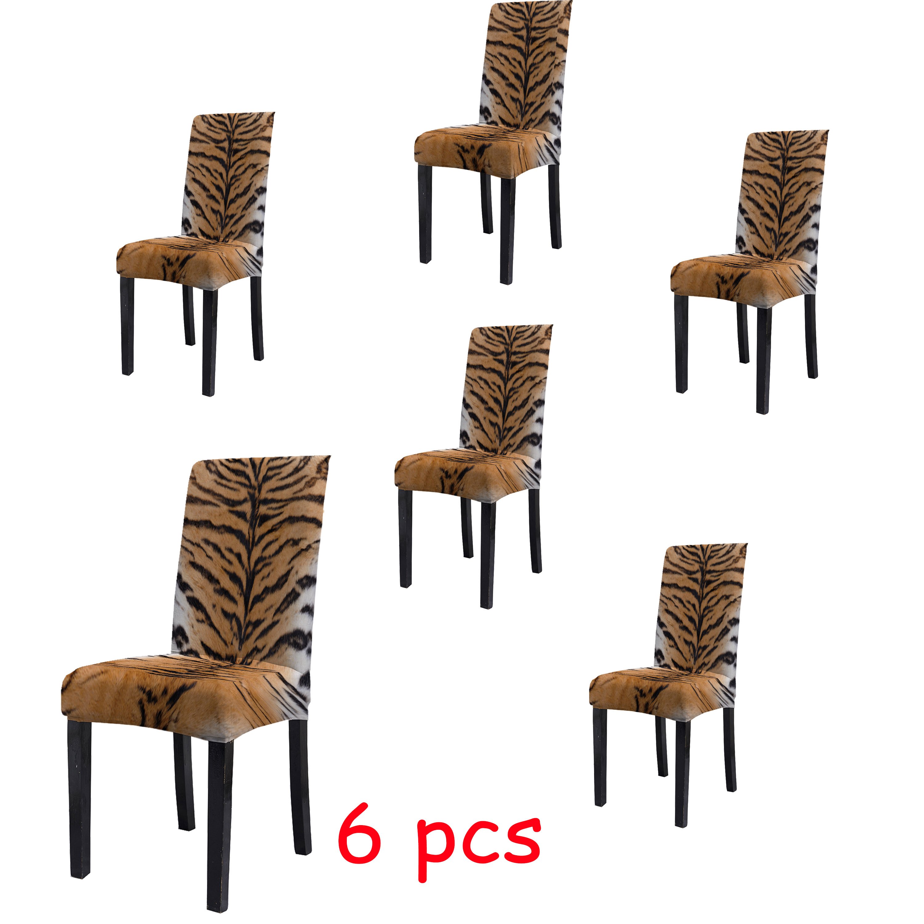 

4/6pcs Modern Chair Covers, Retro Tiger Skin Mottled Print Chair Covers, Removable Chair Protection Covers, Suitable For Living Room, Hotel, Restaurant, Kitchen, Home Decoration