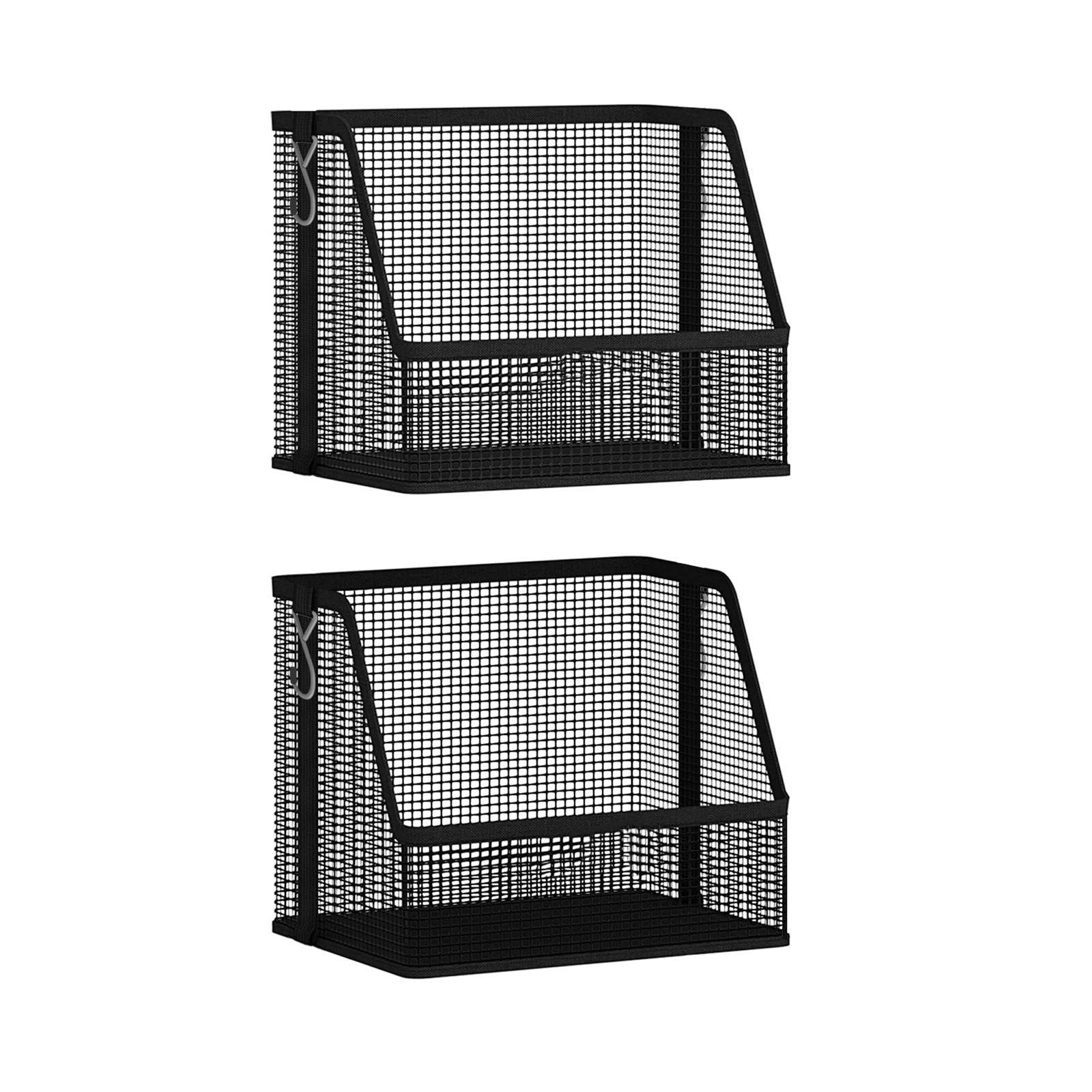 TEMU 2pcs Hanging Storage Baskets, Handbag Storage Bags, Stackable Hanging Baskets, Black Woven Mesh Shelves, Pvc Plastic Mesh Material, Suitable For