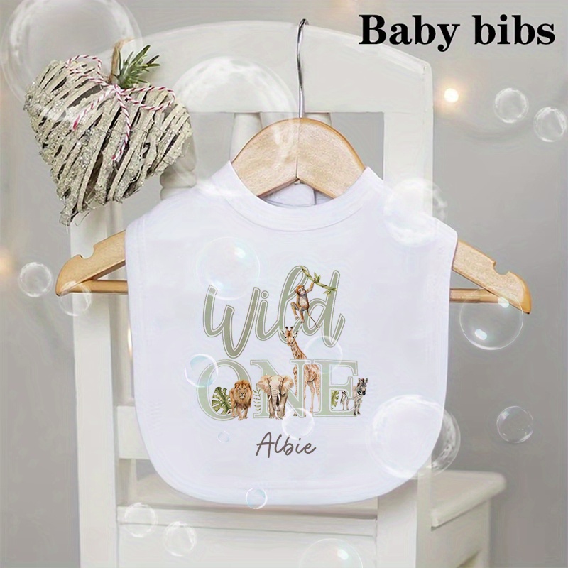 Image of 1pc Personalized /initials Bib - Wreath Bib With Name/date/number 1 - Newborn Smock For 1 Birthday, Baptism, Infant Shower Gift For - Saliva Towel Bib