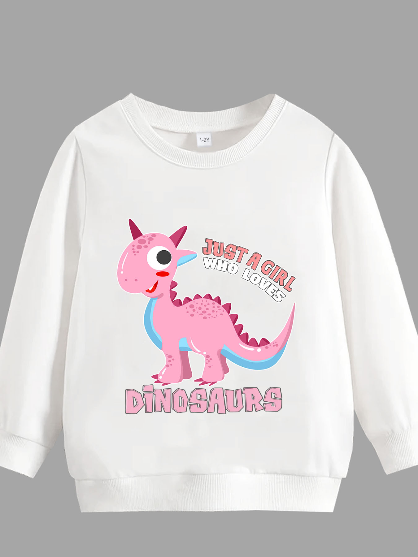 T-Shirt Manches Longues "Just A Girl Who Loves Dinosaurs" - Coton, Unisex Adulte, Taille Regular