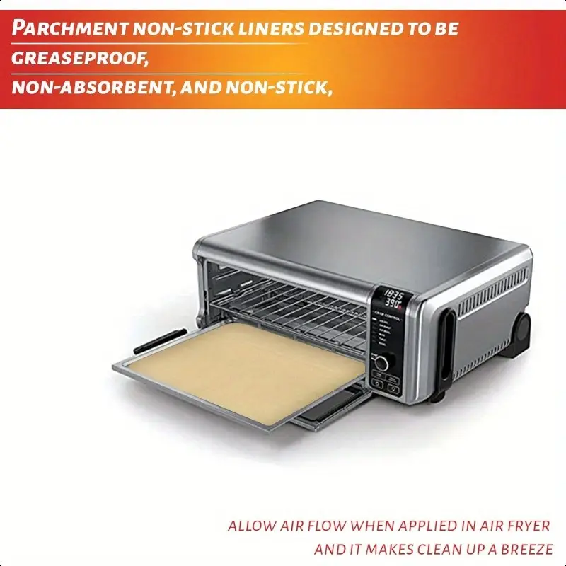 100 sheets 12 inch air fryer parchment paper squares unbleached pre cut non stick disposable baking liners with rounded edges food grade heat resistant 428 flip sp101 sp201 sp301 sp351 toaster oven microwave oven compatible with square pans Product details 3