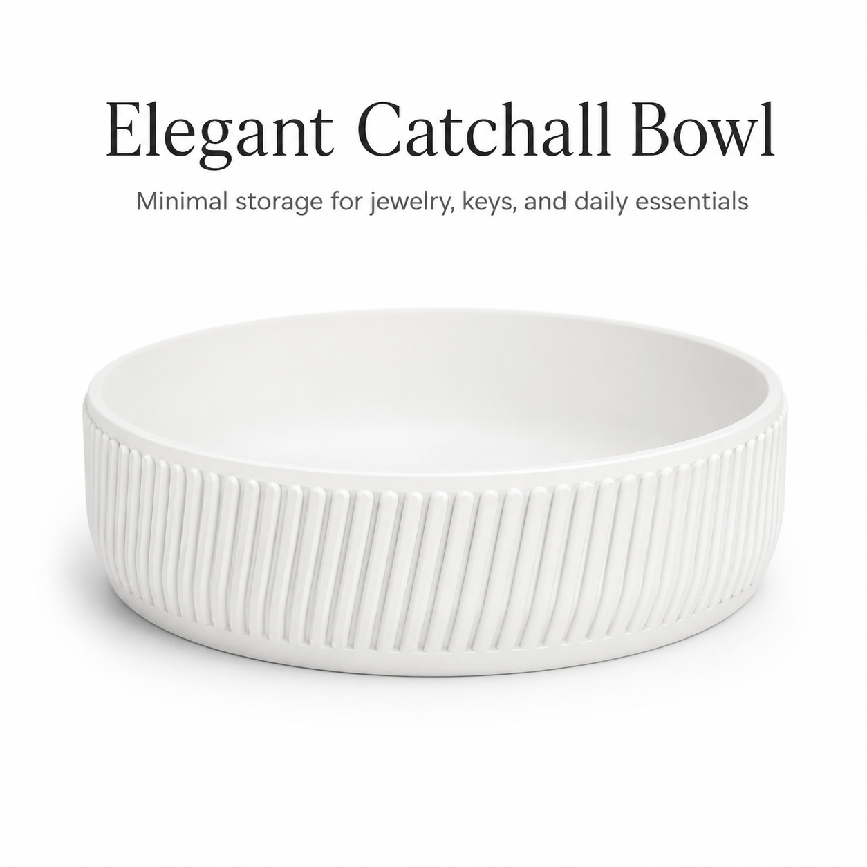 Image of Ribbed Round Catch All Tray, Decorative Jewelry Dish Key Holder, White And Black , Entryway Vanity Dresser Bathroom Home Decor Ornament, Jewelry Trays