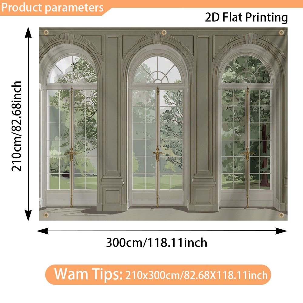 TEMU Toldo de exterior - Panel de pared lateral de toldo con vista a jardín arqueada retro elegante con impresión 2D, para días de playa, camping en