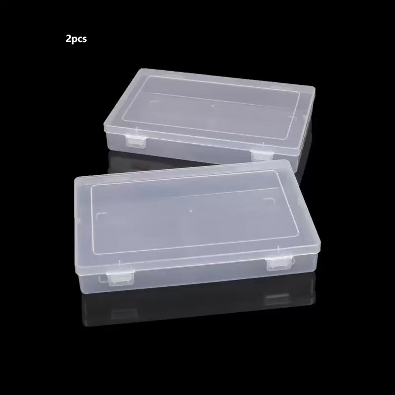 TEMU 2pcs A4 Clear Document Storage Box With Dustproof Lid, Space-saving For Id Card Protection And Stationery Organization, For Home/office/school