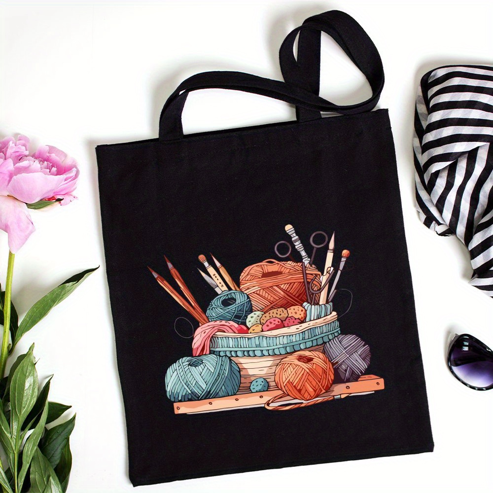 TEMU Colors Are A Normal Part Of The Manufacturing And Do Not Defects. Funny Knitting Tote Bag, A Unisex Bag For Couples, Features A Knitting Ball