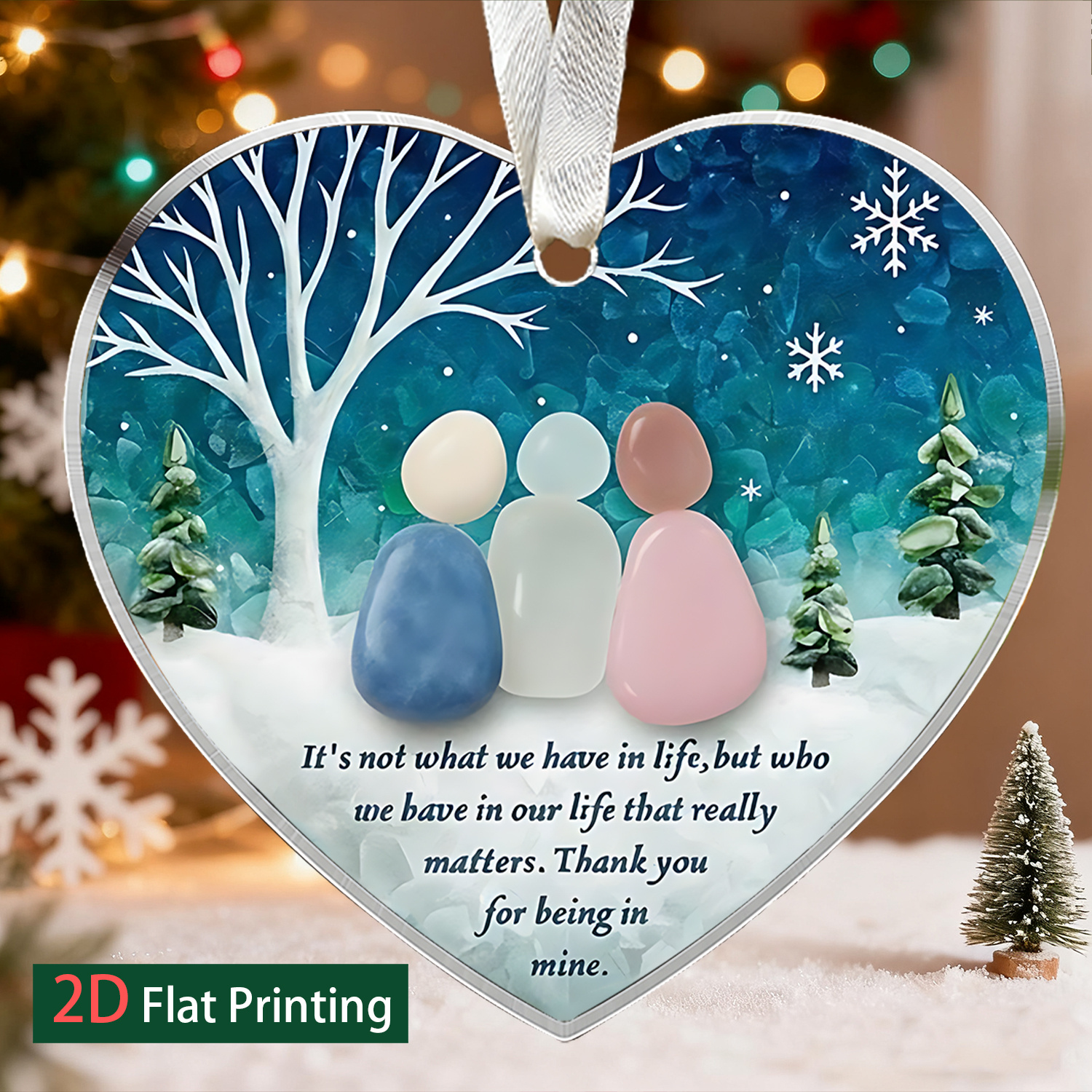 TEMU 2d Flat, 1pc Thank You For Being In Mine Heart Shaped Christmas Gifts Acrylic Hanging Ornament Decoration, Acrylic Pendant, Perfect For