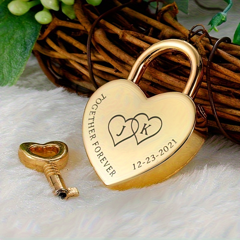 Personalized Initial Heart-Shaped Lock with Key