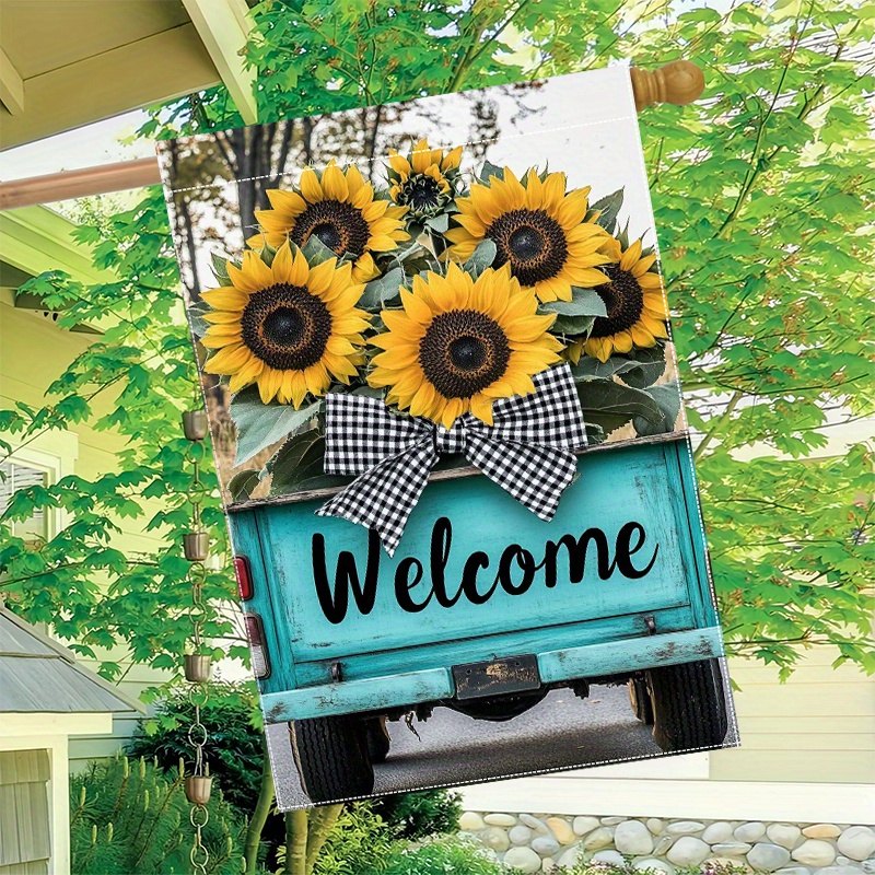 TEMU 1pc Sunflower Flag In Spring_4 (1) - 28x40 Inch Garden Decoration Double-sided, Home, Yard Decoration, Outdoor Decoration, Lawn Decoration, Flag Only