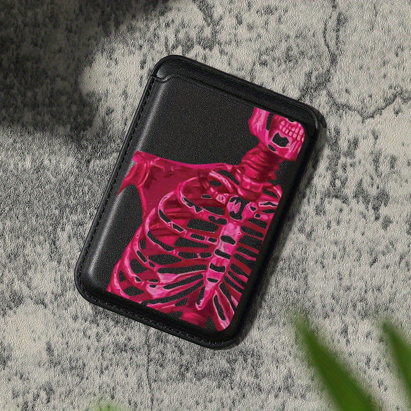 TEMU Luxury Fashionable Exquisite Red-purple Pattern Artificial Pu Leather Magnetic Card Holder For Iphone 16 15 14 Pro Max Pu Leather Wallet