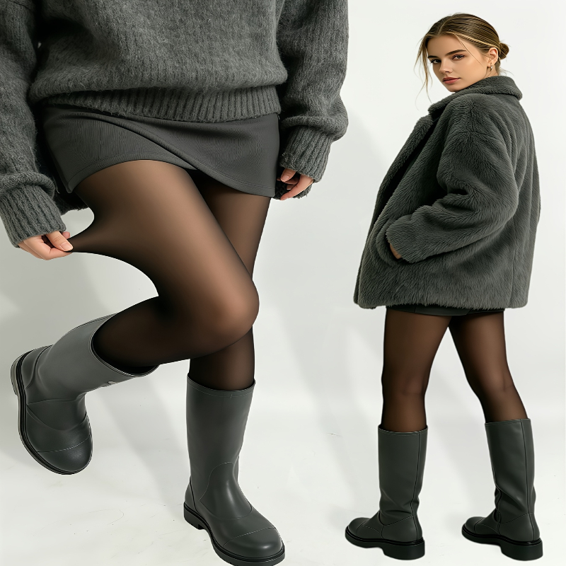 TEMU 1 Paar Damen Herbst Winter Atmungsaktive, durchsichtige Strumpfhose, Oberbekleidung, verdickte, warme Schlafhose, Hose, Schwarz, Kaffee, zwei