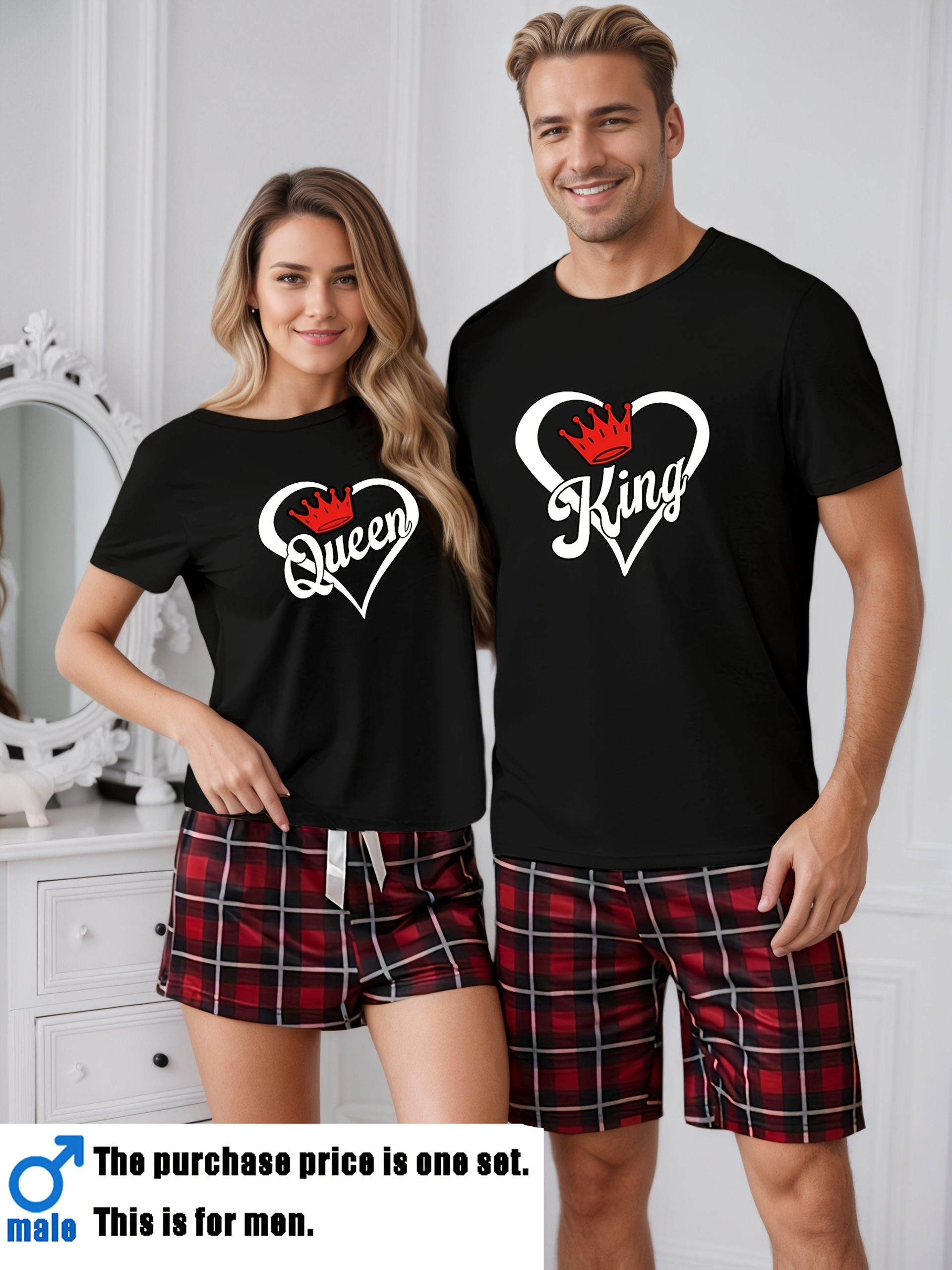 couple   letter print mens or womens short sleeve pajamas   short sleeve t unisex s xxl sizes