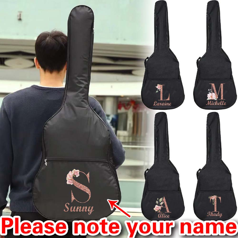 

[waterproof Case] Customizable Black Nylon Guitar Gig Bag - Waterproof, Shoulder & Handbag With Personalized Name And For 31/34/38/41 Inch Guitars - Ideal For Travel & Storage, Guitar Case